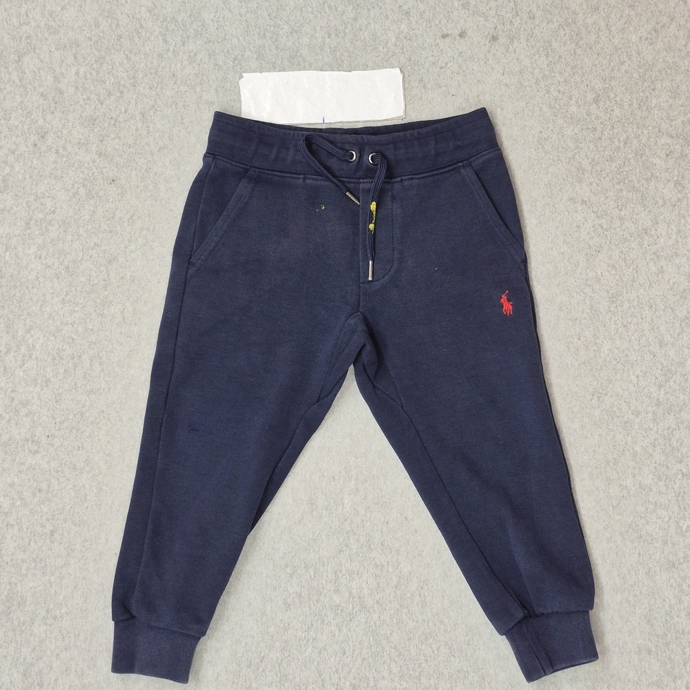 Polo Ralph Lauren Boys Pants 2/2T Navy Blue Embroidered Sweatpants Jogger READ